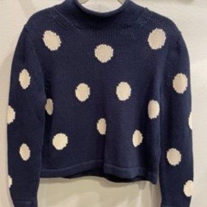 JCrew Always Women Blue Polka Dot Pull Over Sweater Size M